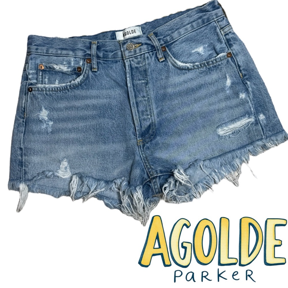 AGOLDE Parker Vintage Cut Off Short in Swapmeet Wash Size 27 Celeb Style - Picture 2 of 8